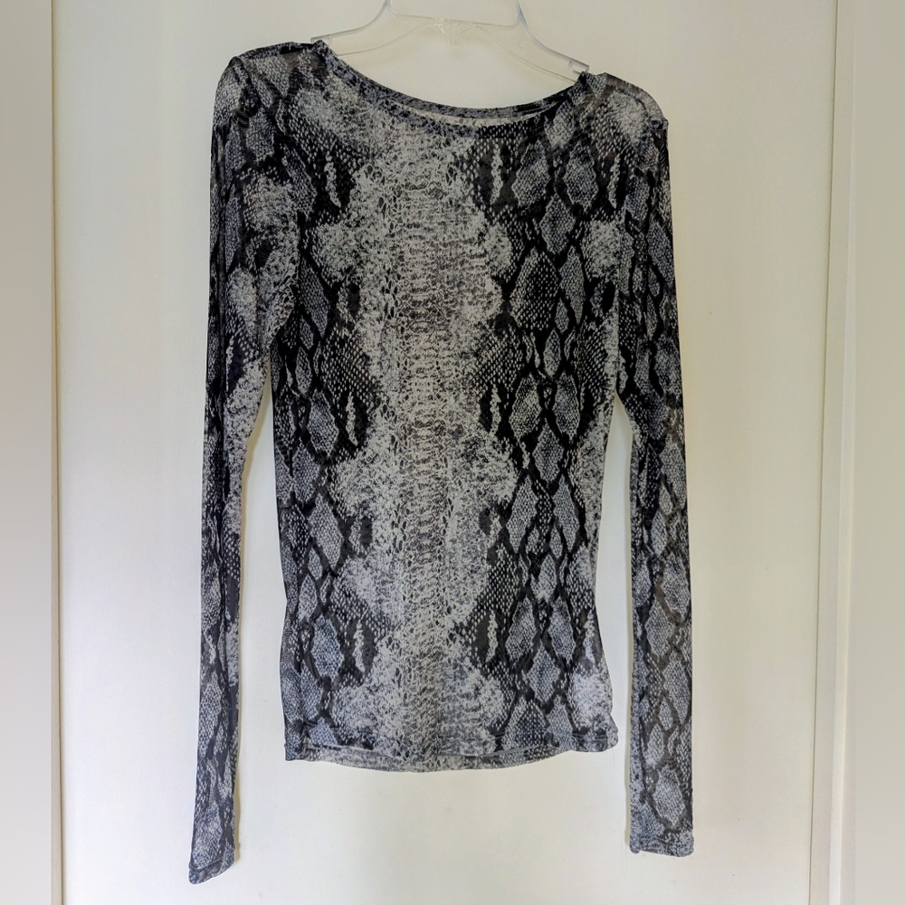 Snake Pattern Long Sleeve Mesh Top